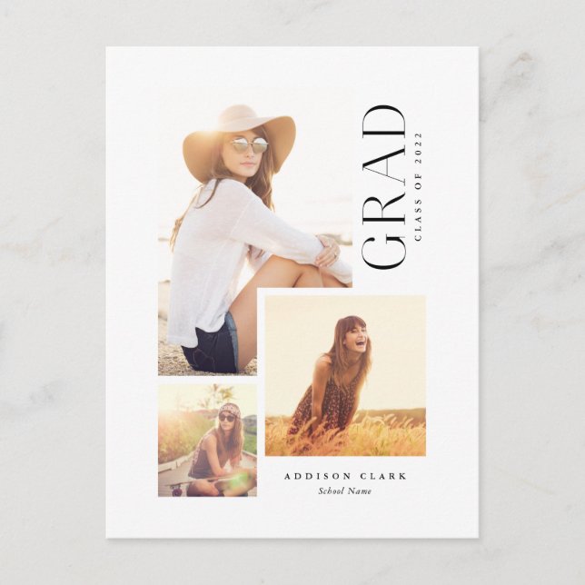 Moderne Grad 3 FotoCollage Ankündigungspostkarte (Vorderseite)