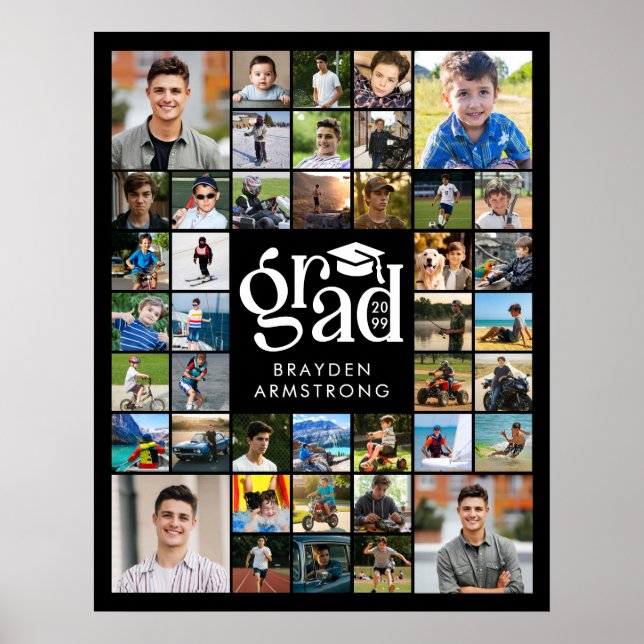 Moderne Grad 42 Foto Collage Fett Typ Cap Poster (Vorne)