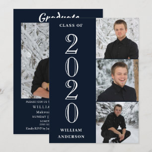 Moderne Grad 4 FOTO Collage Graduation Party Einladung