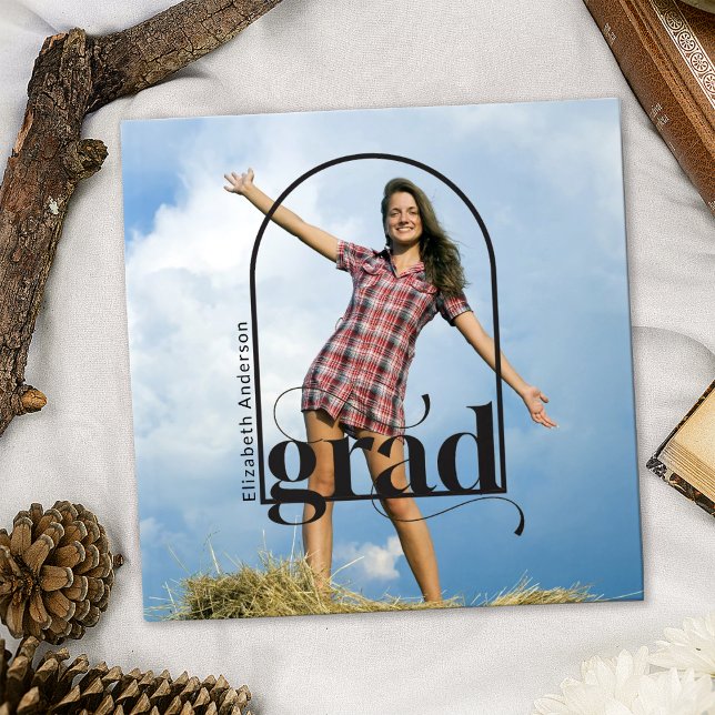 Moderne GRAD Black Arch Foto Graduation Party Gästebuch (Von Creator hochgeladen)