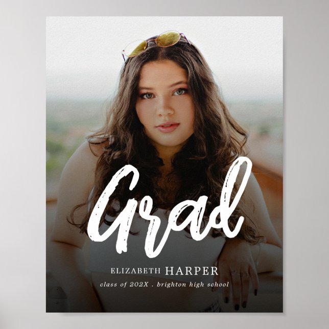 Moderne Grad Brush Script Foto Abschlussfeier Poster (Vorne)