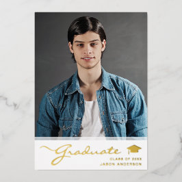 Moderne Grad Elegante Skripte | Trendy-1-Fotokarte Folieneinladung