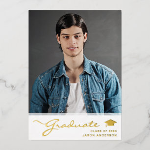 Moderne Grad Elegante Skripte Trendy-1-Fotokarte Folieneinladung