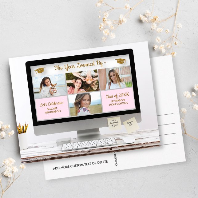 Moderne Grad Foto Collage Funny Graduation Party Postkarte (Von Creator hochgeladen)