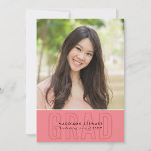 MODERNE GRAD Foto Kontur Overlay Koralle rosa Einladung