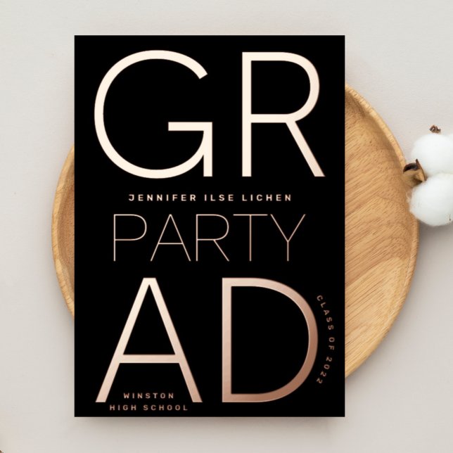 MODERNE GRAD PARTY Class of 2024 ROSE Gold Pressed Folieneinladung (Von Creator hochgeladen)
