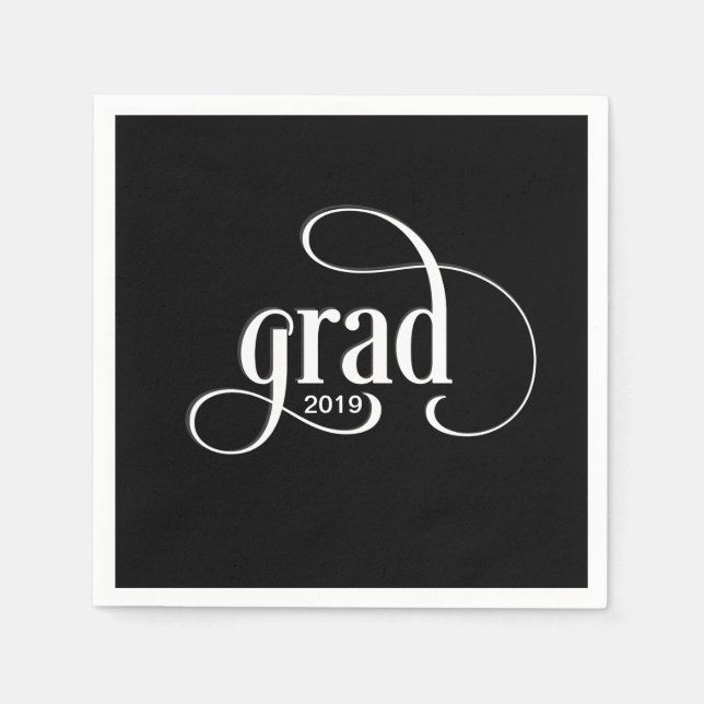 Moderne Grad Typografy Graduation Party with Year Serviette (Vorderseite)