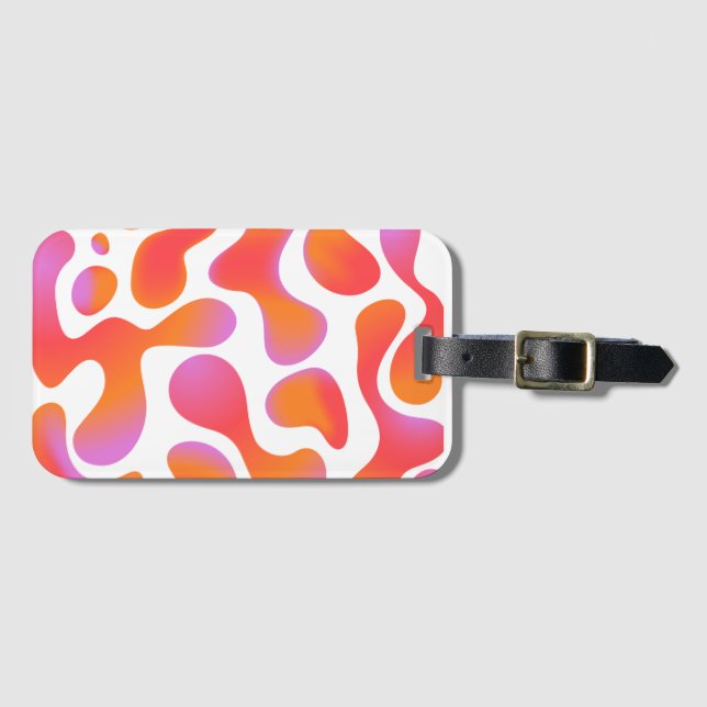 Moderne Gradient-Blobs-Muster in Pink und Orange Gepäckanhänger (Vorderseite (Horizontal))