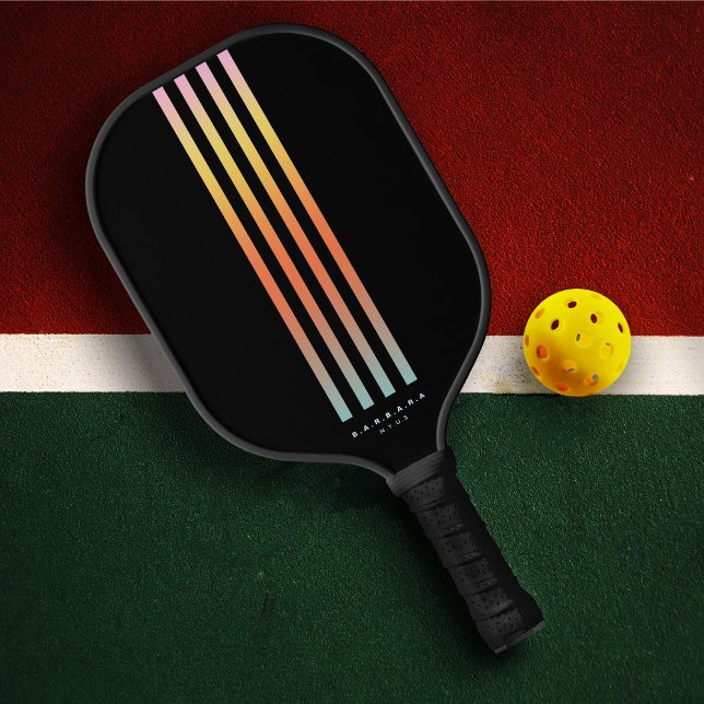 Moderne Gradient Stripes Pickleballer Summer Tan Pickleball Schläger (Modern Gradient Stripes Custom Name Summer Orange Pickleball Paddle
)