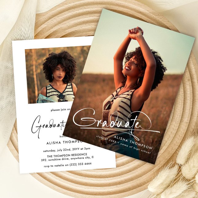 Moderne Graduate 2 Foto Graduate Party Einladung (Von Creator hochgeladen)