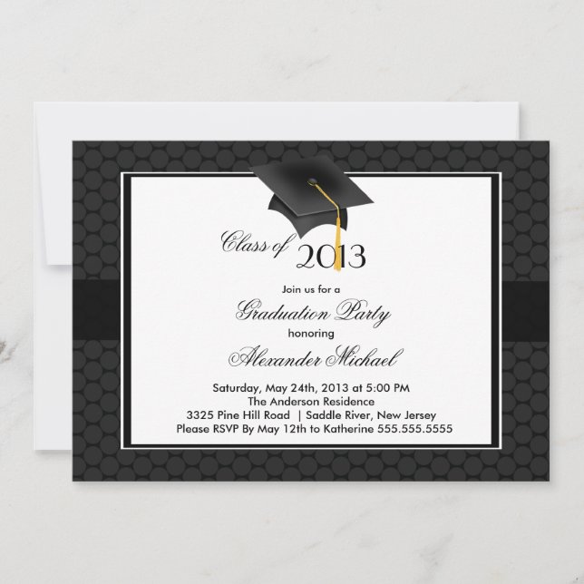 Moderne Graduate Cap & Tassel Graduation Party Einladung (Vorderseite)
