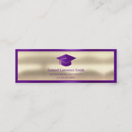 Moderne Graduate Class Name Insert Lila Gold  Mini Visitenkarte