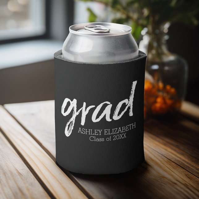 Moderne Graduate Custom Trendy Black Grad Dosenkühler (Personalized can cooler - congratulations to the graduate)