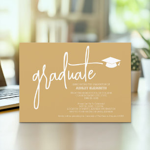 Moderne Graduate Custom Trendy Gold Grad Einladung