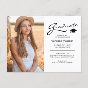 Moderne Graduate Elegante Script   Trendy Foto Postkarte