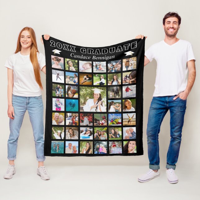 Moderne Graduate Foto Collage Black Fleecedecke (Beispiel)