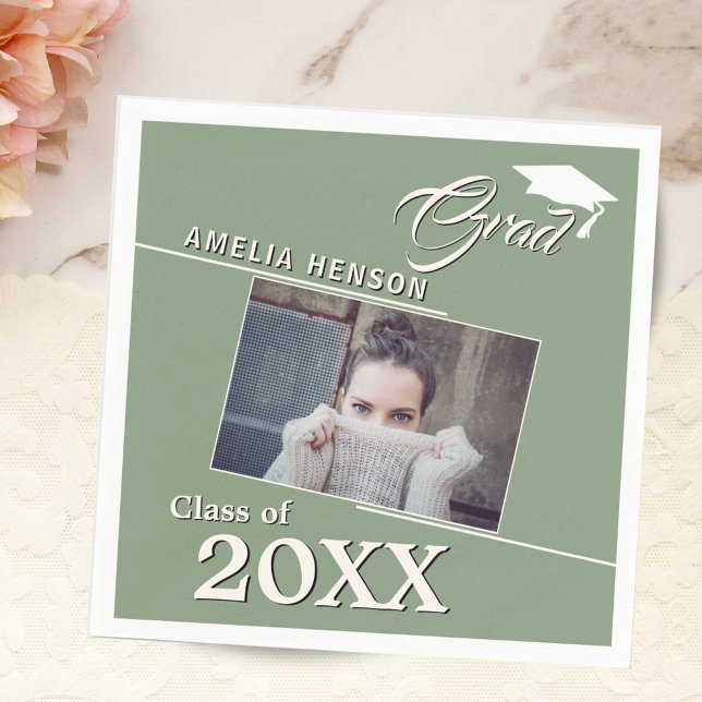 Moderne Graduate Foto Graduate Party Serviette (Von Creator hochgeladen)