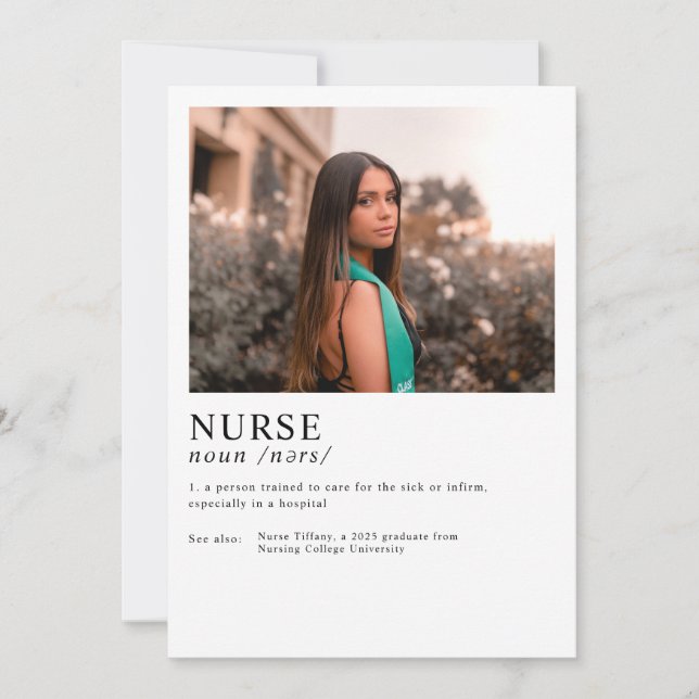 Moderne Graduate Foto RN Nurse Graduation Party Einladung (Vorderseite)