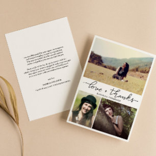 Moderne Graduate Liebe und dank Script-Fotos Dankeskarte
