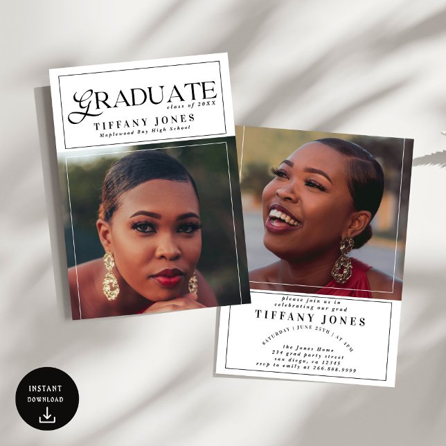 Moderne Graduate Magazine Foto Graduation Party Einladung (Von Creator hochgeladen)