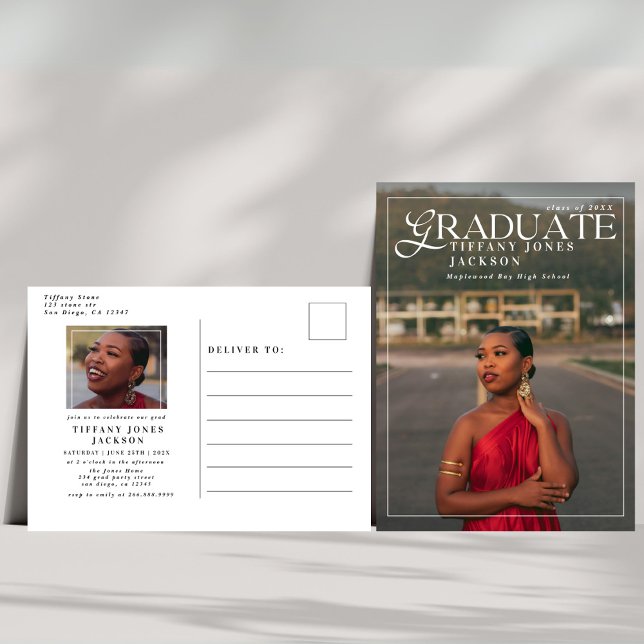 Moderne Graduate Magazine Foto Graduation Party Postkarte (Von Creator hochgeladen)