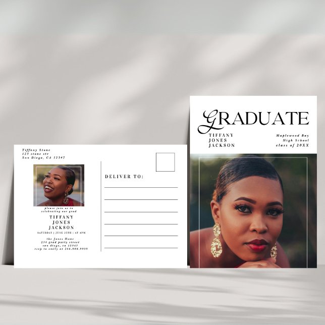 Moderne Graduate Magazine Foto Graduation Party Postkarte (Von Creator hochgeladen)