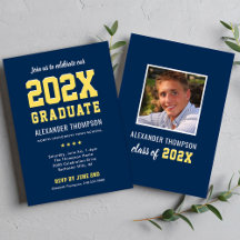 Moderne Graduate Navy Yellow Graduation Party 2023