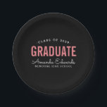 Moderne Graduate Personalisiert Graduate Party Pappteller<br><div class="desc">Moderne minimalistische personalisiert Graduate Party Papier Teller zu koordinieren mit unseren passenden Modern Graduate Einladung Designs. Personalisieren Sie es mit Ihrem Namen,  Schule und Abschluss Jahr. Verwenden Sie die Designtools,  um eine beliebige Hintergrundfarbe auszuwählen,  Text,  Schriftart und Farben zu ändern,  um ein einzigartiges Design zu erstellen.</div>