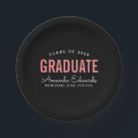 Moderne Graduate Personalisiert Graduate Party Pappteller<br><div class="desc">Moderne minimalistische personalisiert Graduate Party Papier Teller zu koordinieren mit unseren passenden Modern Graduate Einladung Designs. Personalisieren Sie es mit Ihrem Namen,  Schule und Abschluss Jahr. Verwenden Sie die Designtools,  um eine beliebige Hintergrundfarbe auszuwählen,  Text,  Schriftart und Farben zu ändern,  um ein einzigartiges Design zu erstellen.</div>