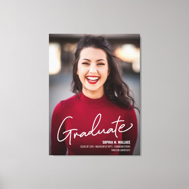 Moderne Graduate Script Foto Class of Abschluss Leinwanddruck (Vorderseite)