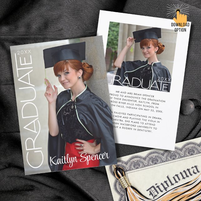 Moderne Graduate Typografie 2 Fotos Abschluss Ankündigung (Von Creator hochgeladen)