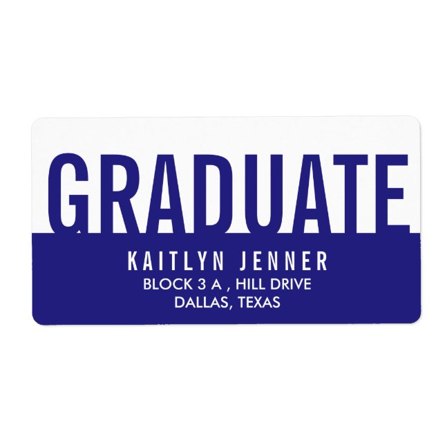 Moderne Graduate Typografie Navy Blau und Weiß (Vorne)