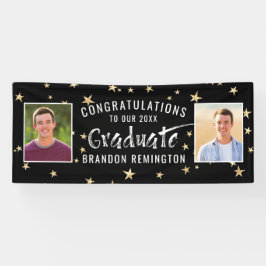 Moderne Graduate Typografy Foto Black Gold Stars Banner