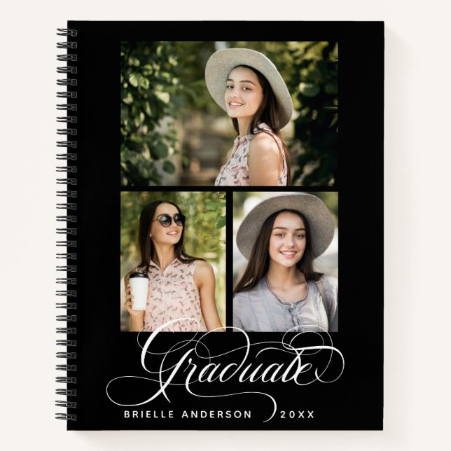 Moderne Graduation Élégant Script Photo Livre d'or (Devant)