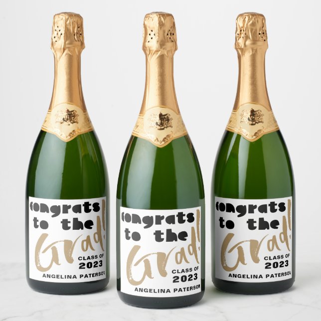 Moderne Graduiertenparty Black & Gold (Flaschen)