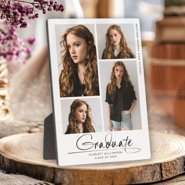 Moderne Graduierungspartei 4 Foto Collage Script Fotoplatte (Von Creator hochgeladen)