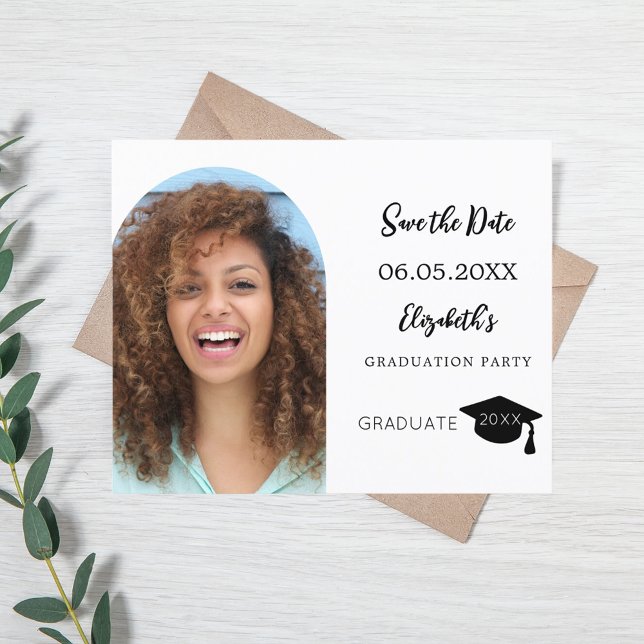 Moderne Graduierungspartei für Foto Save the Date Flyer (Von Creator hochgeladen)