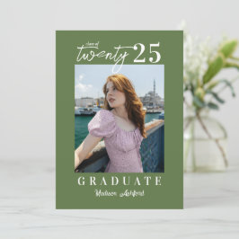 Moderne Graduierungspartei für grünes Foto für Skr Einladung