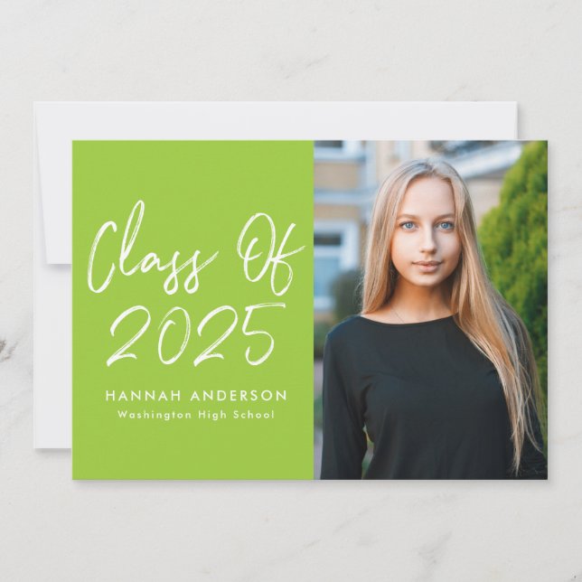 Moderne Graduierungspartei für grünes Foto in der  Einladung (Vorderseite)