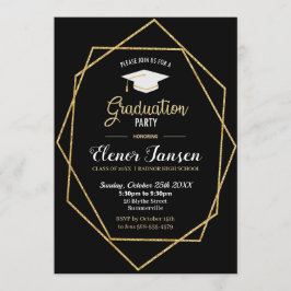 Moderne Graduierungspartei für Schwarz und Gold Einladung