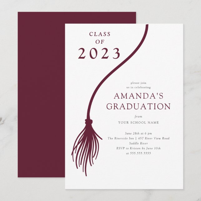 Moderne Graduierungspartei Grad Tassel Einladung (Vorne/Hinten)