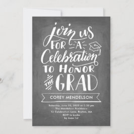 Moderne Graduierungspartei mit Handschrift Einladung