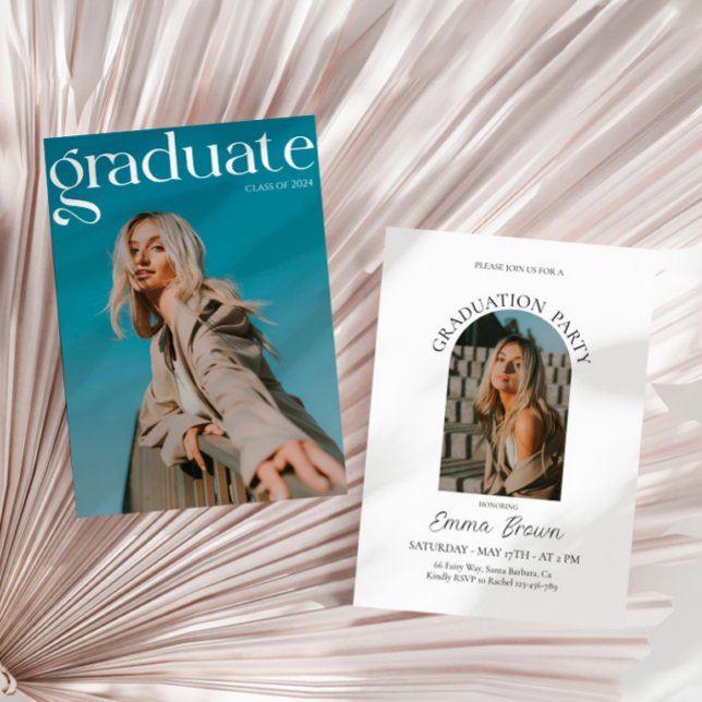 Moderne Graduierungsparty Einladung, Foto Grad Einladung (Von Creator hochgeladen)