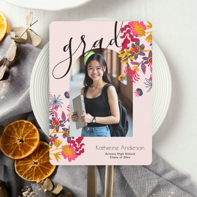 Moderne Graduierungsparty für Arch-Rosa-Foto Einladung (Von Creator hochgeladen)