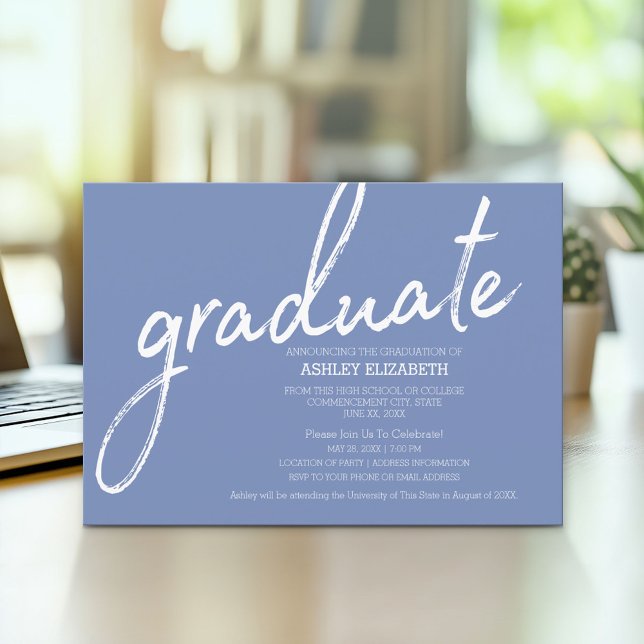 Moderne Graduierungsparty mit Skript- und Kikatmus Einladung (Modern Graduation Announcement and Party Invitation)