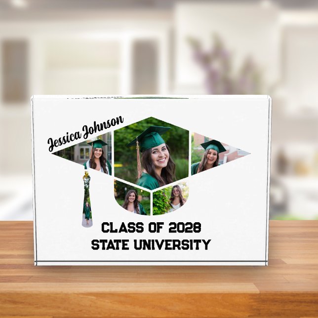 Moderne Graduierungstafel Form Collage Acrylic Fotoblock (Graduation Acrylic Photo Block)