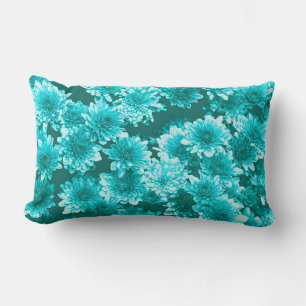 Moderne grafische Dahlia Muster, Aquamarin und Aqu Lendenkissen