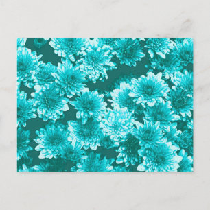 Moderne grafische Dahlia Muster, Aquamarin und Aqu Postkarte
