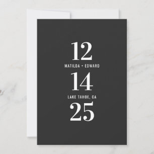 Moderne, grafische, typografische monochrome Hochz Save The Date