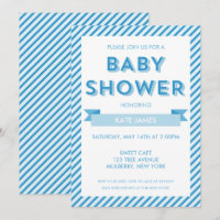 Moderne Grandes Bleu Baby shower Invitation